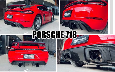 PORSCHE 718 CAYMAN GT4 卡夢 後下巴含鈦色尾飾管