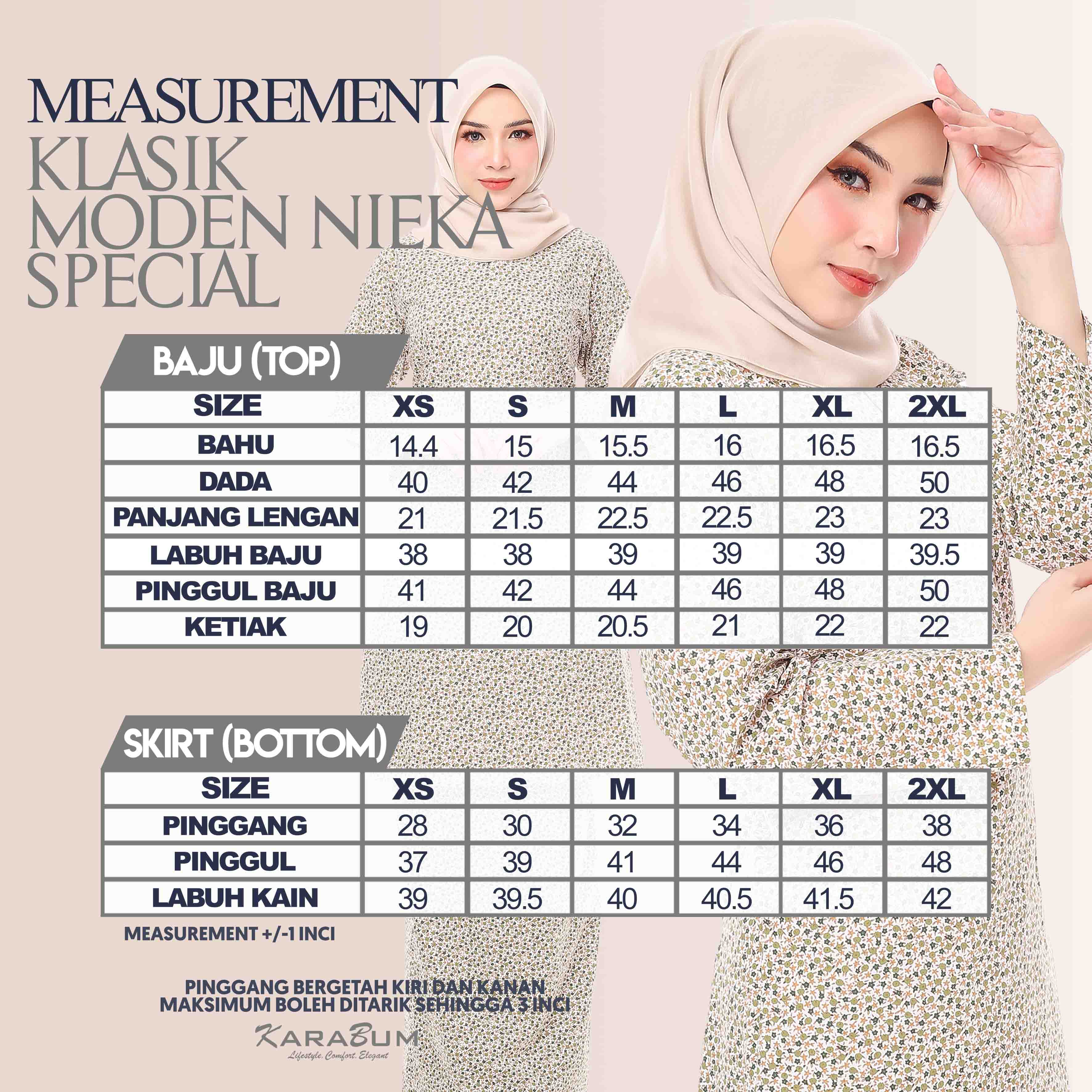 MEASUREMENT CHART - KLASIK NIEKA