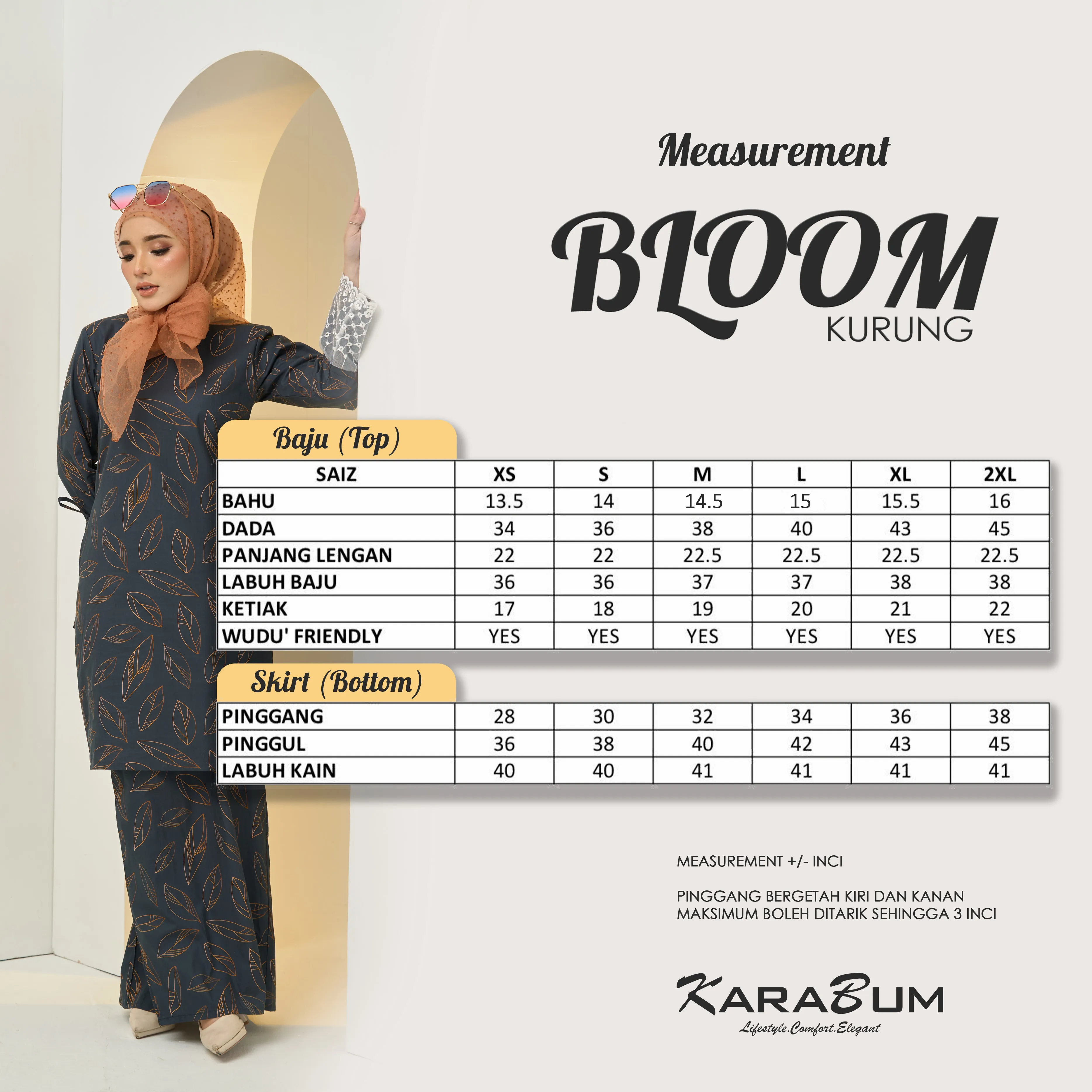 Measurement Bloom Kurung 1