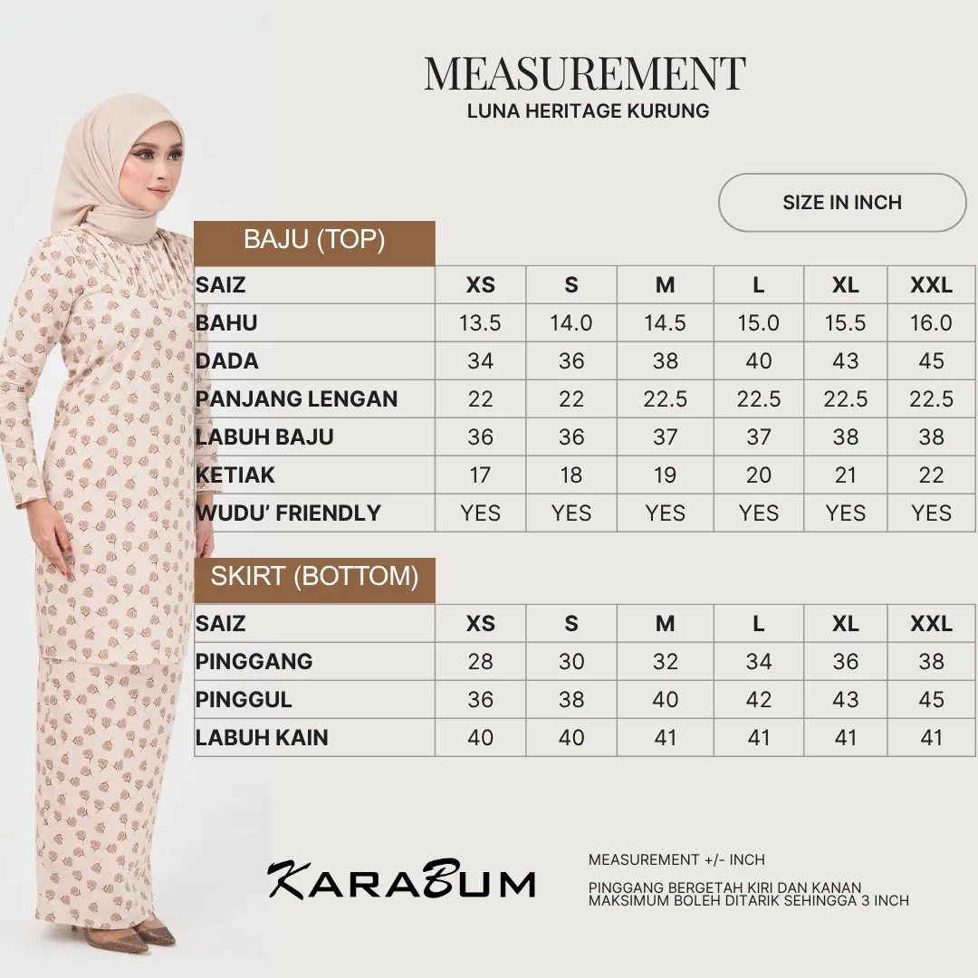 Measurement Luna Heritage Kurung
