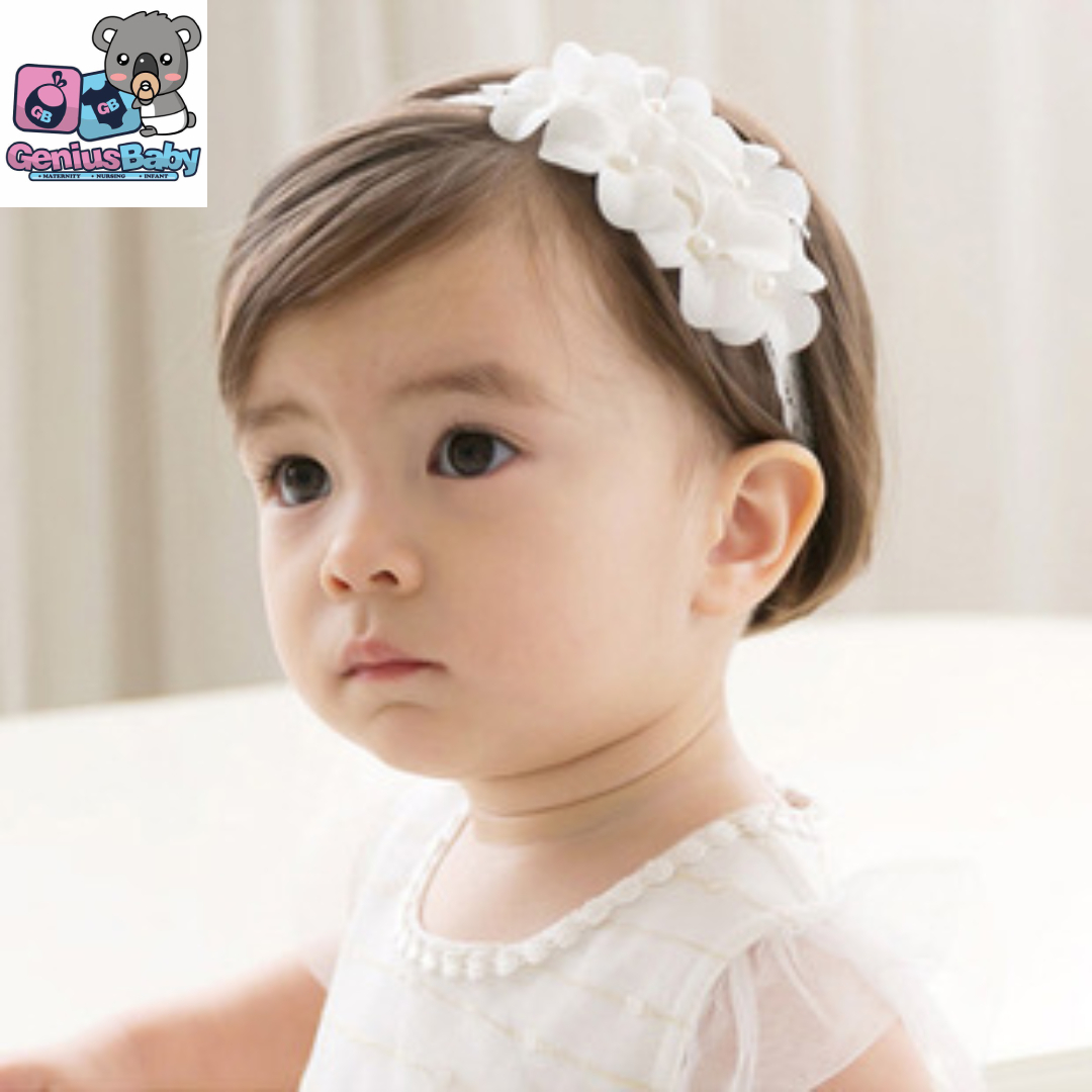 white infant headband