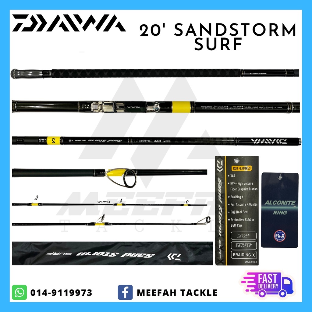DAIWA 2020 SANDSTORM 14 / 15 / 16 FEET KAKI SURF ROD PVC PIPE Fishing Surf  Rod Pantai Pancing – Meefah Tackle