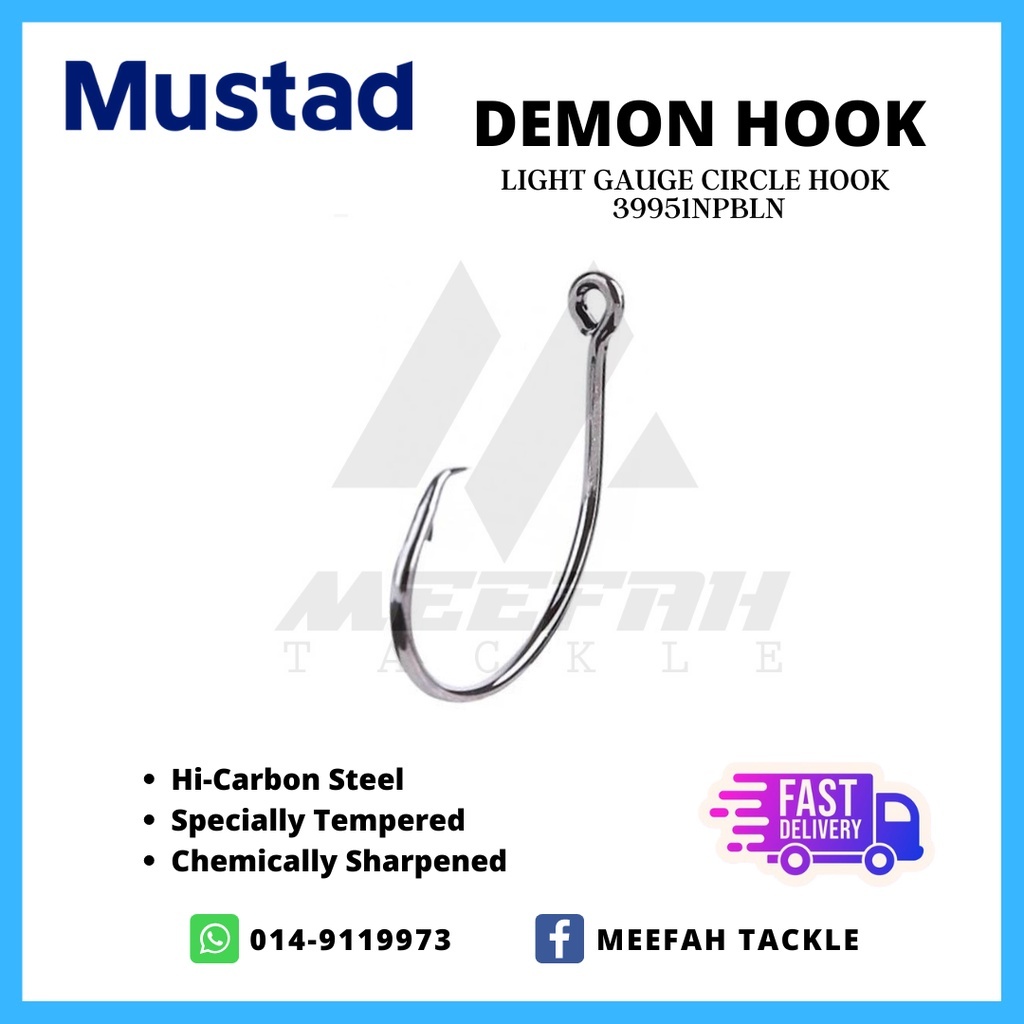 Mustad Demon Circle Hook ( 39951 NPBLN ) - Fishing Hook Mata Kail Pancing –  Meefah Tackle