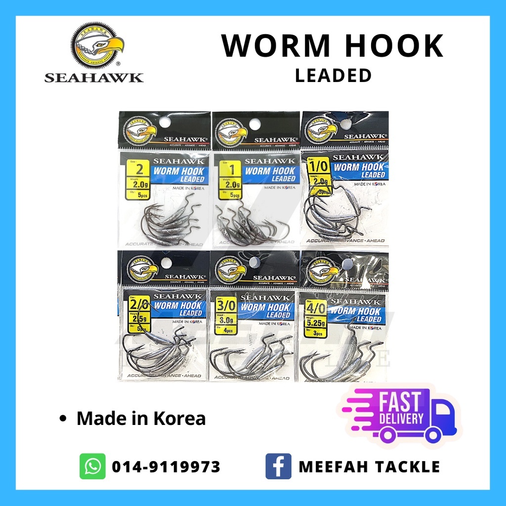 SEAHAWK Worm Hook Leaded - Worm Hook Soft Plastic Freshwater Fishing Hook