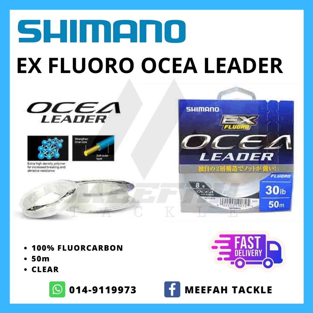 SHIMANO Ocea Leader 100% Fluorocarbon FC Leader - Leader Fishing Line Tangsi