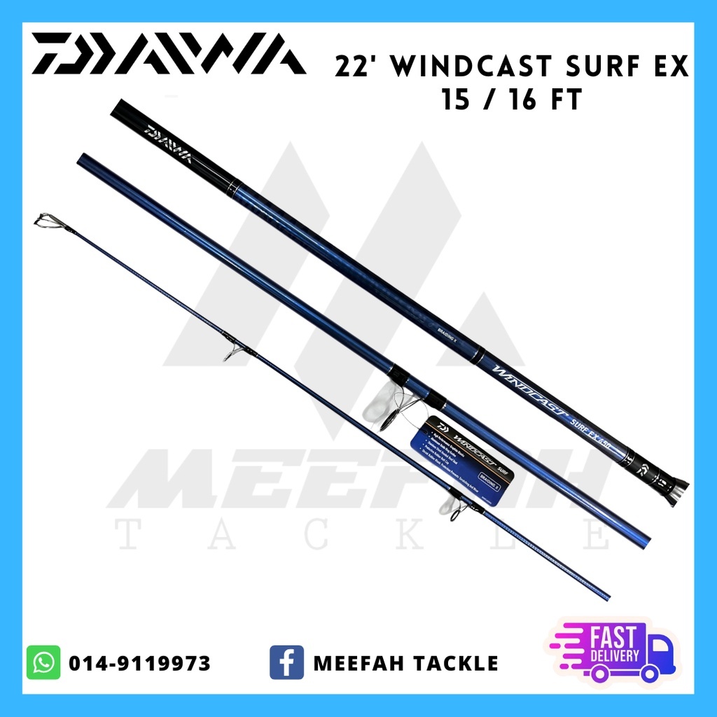 DAIWA 2022 WINDCAST SURF EX 15 / 16 FEET KAKI SURF ROD PVC PIPE Fishing  Surf Rod Pantai Pancing