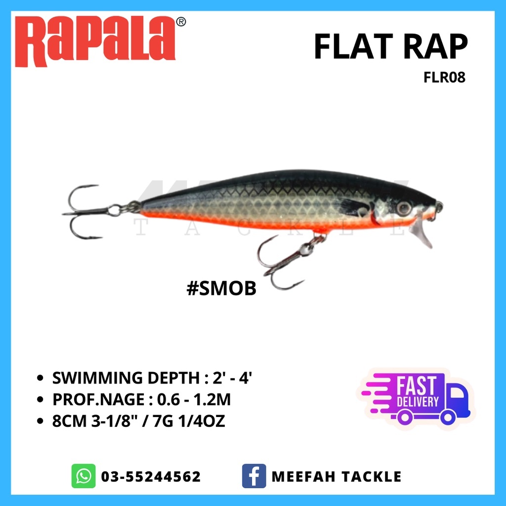 Meefah Tackle】RAPALA - FLAT RAP FLR-8 (8CM / 7G) - Floating