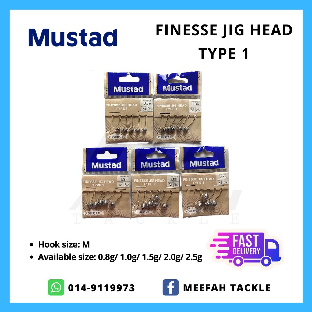 MUSTAD FINESSE JIG HEAD TYPE 1 - Jig Head Soft Plastic Fishing Hook Mata  Kail – Meefah Tackle