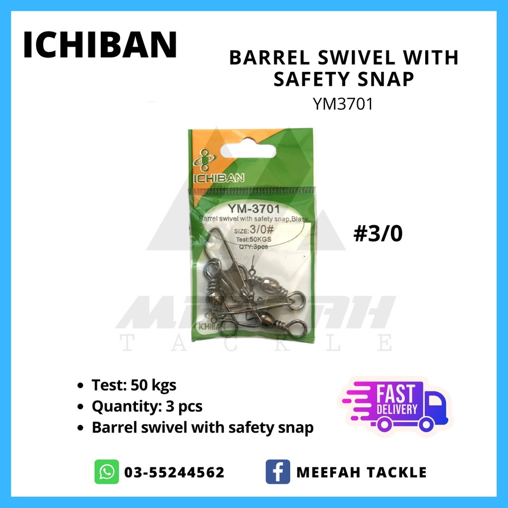 ICHIBAN Barrel Swivel With Safety Snap YM 3701 Snap & Swivel Kili
