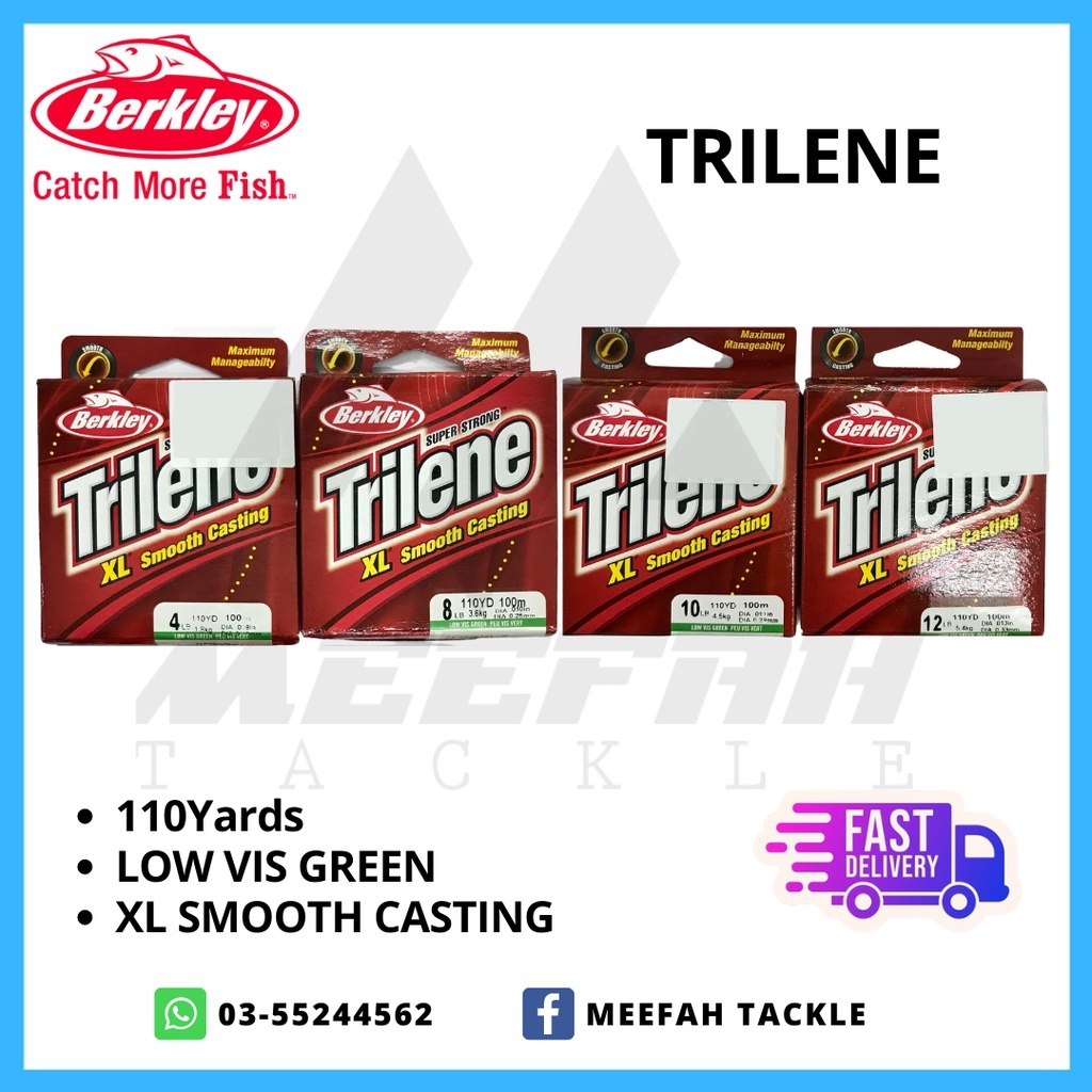 Meefah Tackle】Berkley Super Strong Trilene XL Smooth Casting ( 110YD ) -  Fishing Line Leader Pancing