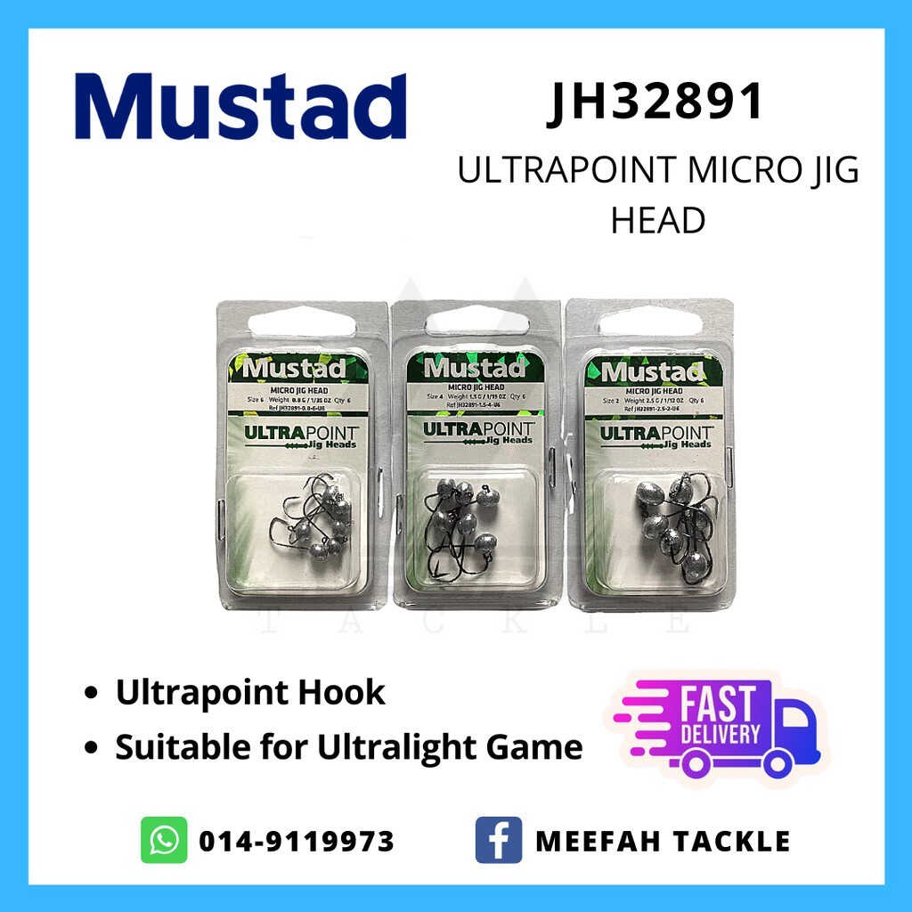 Meefah Tackle】 MUSTAD JH32891 MICRO JIGHEAD - Jig Head Soft Plastic Fishing  Hook Mata Kail