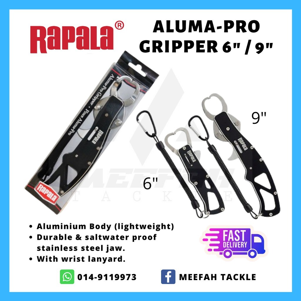Meefah Tackle】Original Rapala Aluma Pro Gripper 6 / 9- Fish Grip Fishing  Accessories Tool