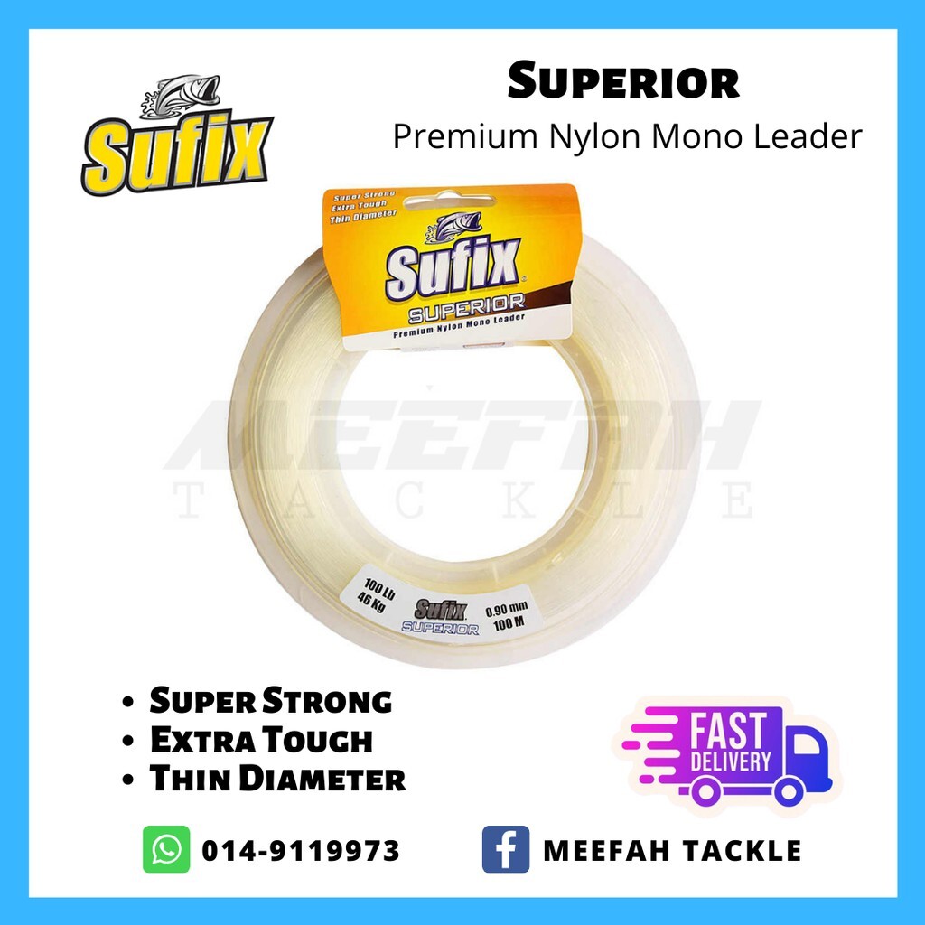 Sufix Superior Premium Nylon Mono Leader 100M - Fishing Leader Line Tangsi  – Meefah Tackle