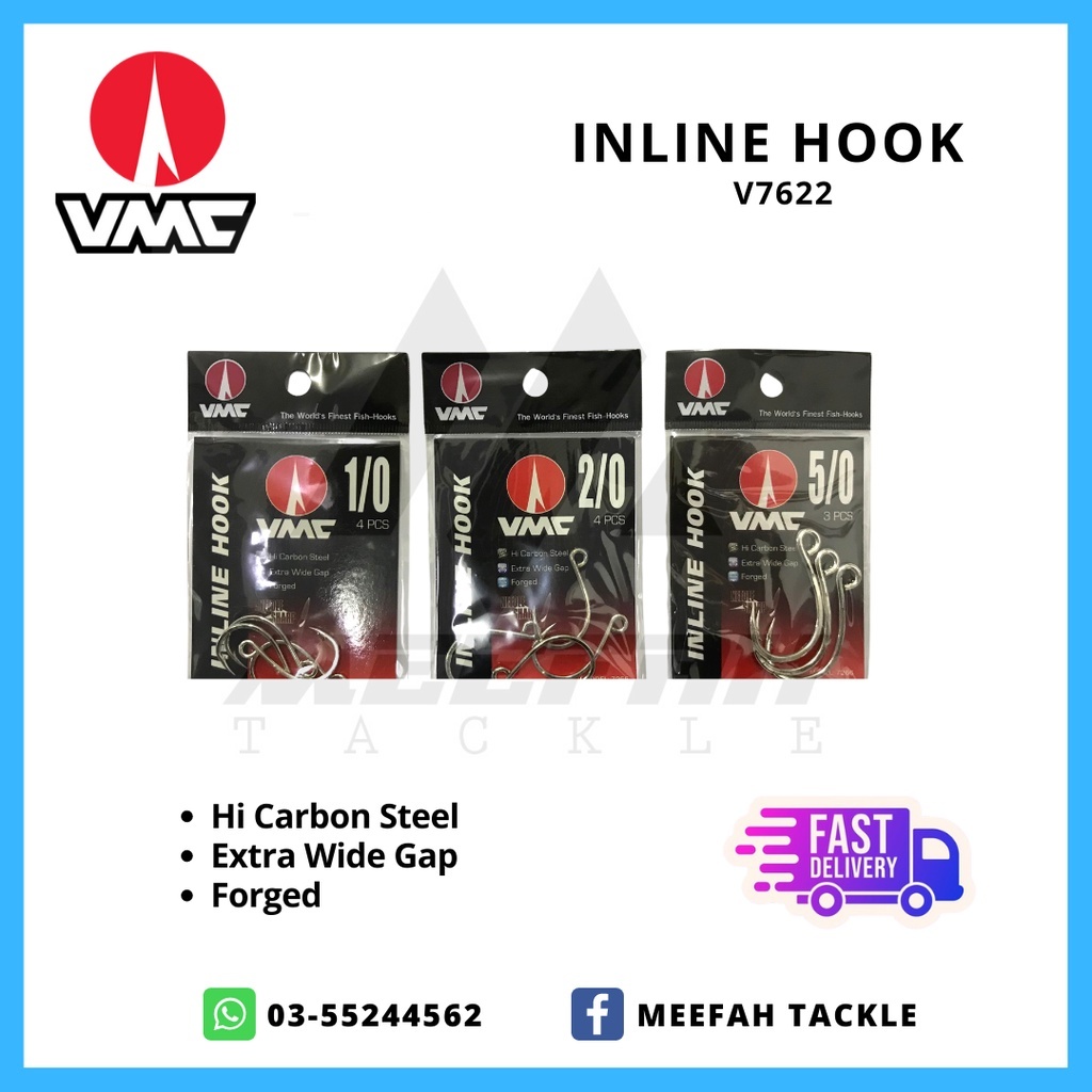 VMC INLINE SINGLE HOOK V 7266 TI - Single Fishing Hook Mata Kail Pancing –  Meefah Tackle