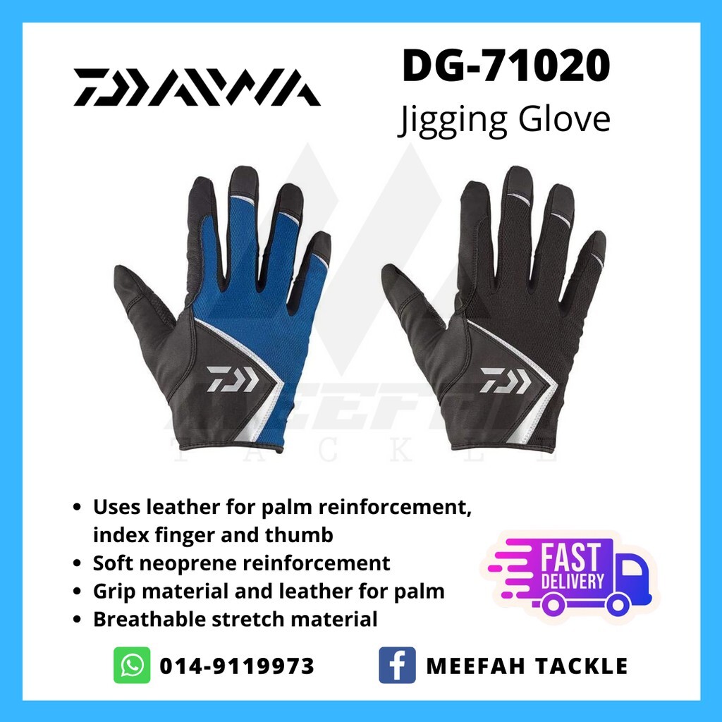 Meefah Tackle】Original Daiwa DG 71020 Full Finger Jigging Glove - Outdoor  Fishing Apparel Accessories