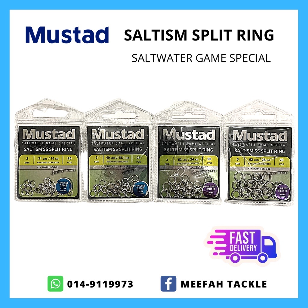 Meefah Tackle】Mustad Saltism SS Split Ring - Split Solid Fishing Accessories