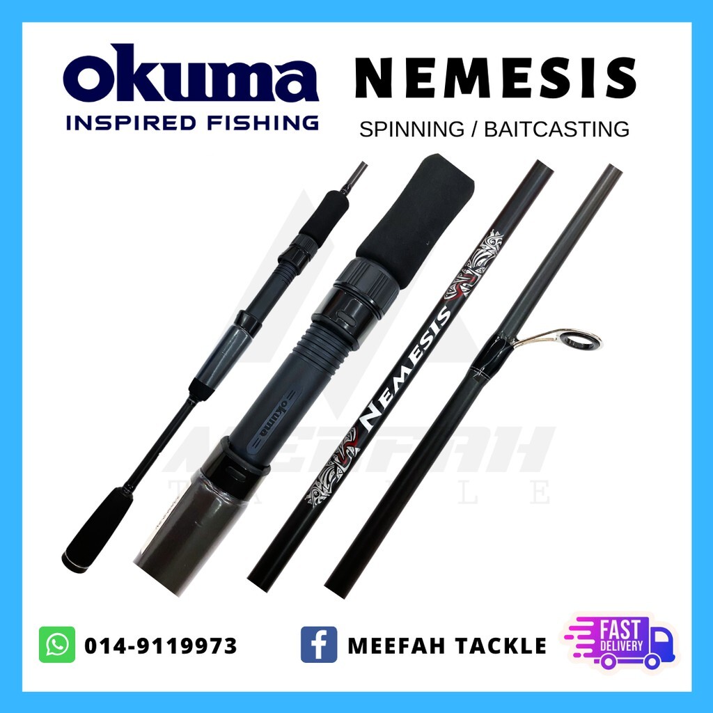 Meefah Tackle】OKUMA - NEMESIS SPINNING ROD 🔥PVC Pipe🔥- Spinning Ultra  light UL Fishing Rod Joran Pancing