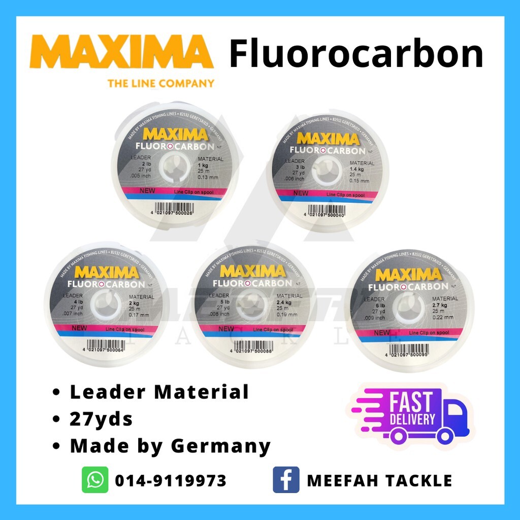 Meefah Tackle】MAXIMA Fluorocarbon Leader 2lb/ 3lb/ 4lb/ 5lb/ 6lb