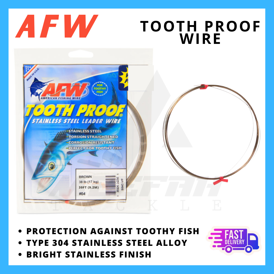 AFW TOOTH PROOF LEADER WIRE BROWN 9.2M- Fishing Wire Leader