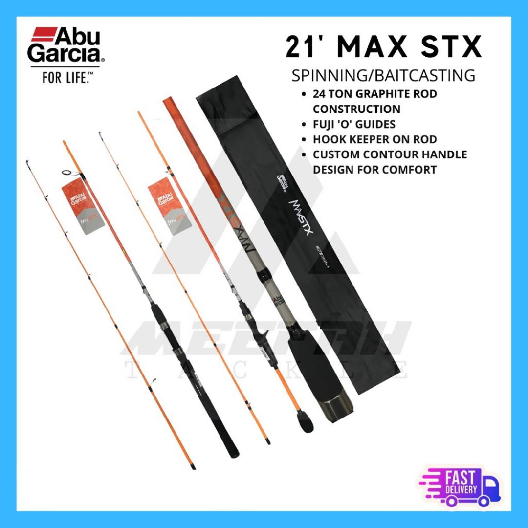 ABU GARCIA MAX STX INC PVC Pipe Baitcasting BC Spinning Fishing Rod Joran  Pancing – Meefah Tackle