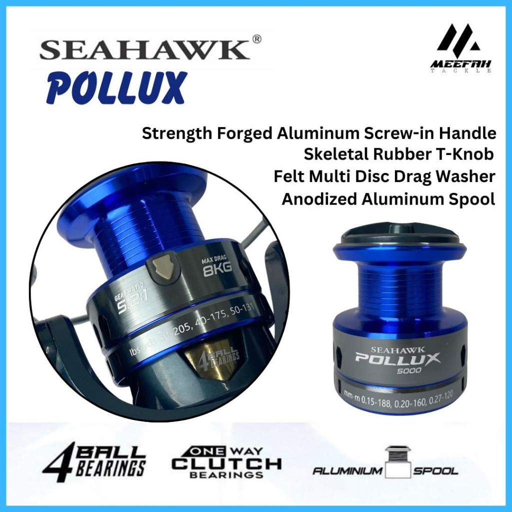 【Meefah Tackle】 SEAHAWK POLLUX 1000 / 3000 / 4000 / 5000 🔥FREE GIFT🔥 -  Fishing Spinning Reel Mesin Pancing