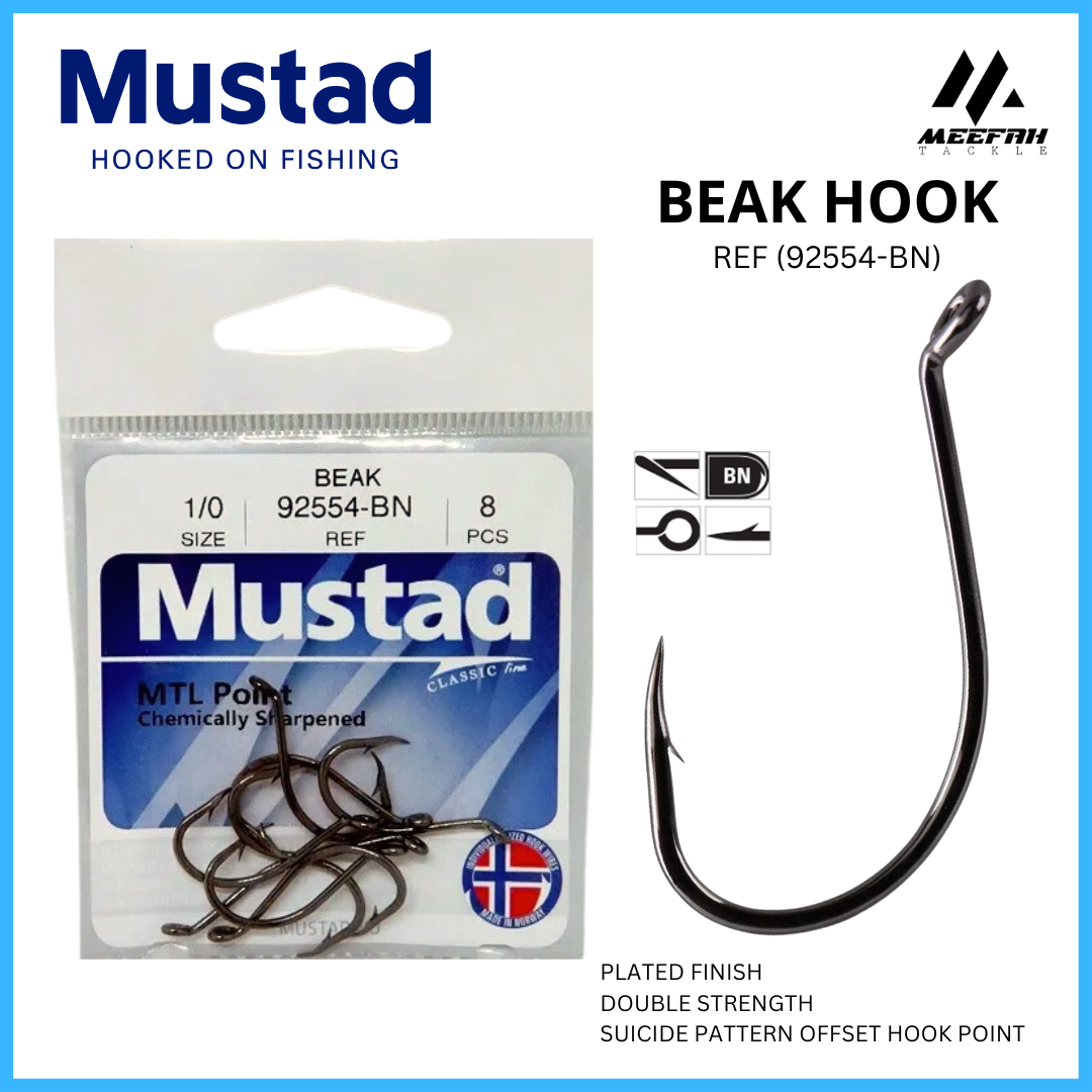 Mustad Beak Hook 92554-BN Fishing Hook Mata Kail Pancing – Meefah