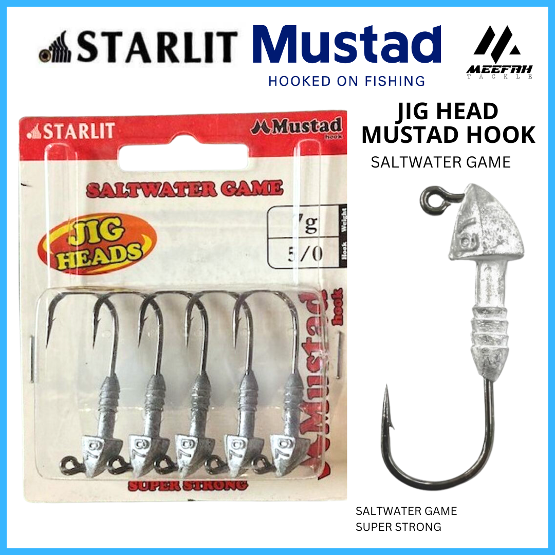 STARLIT JIG HEAD MUSTAD HOOK ( SALTWATER GAME ) - Jig Head Soft Plastic  Fishing Hook Mata Kail – Meefah Tackle