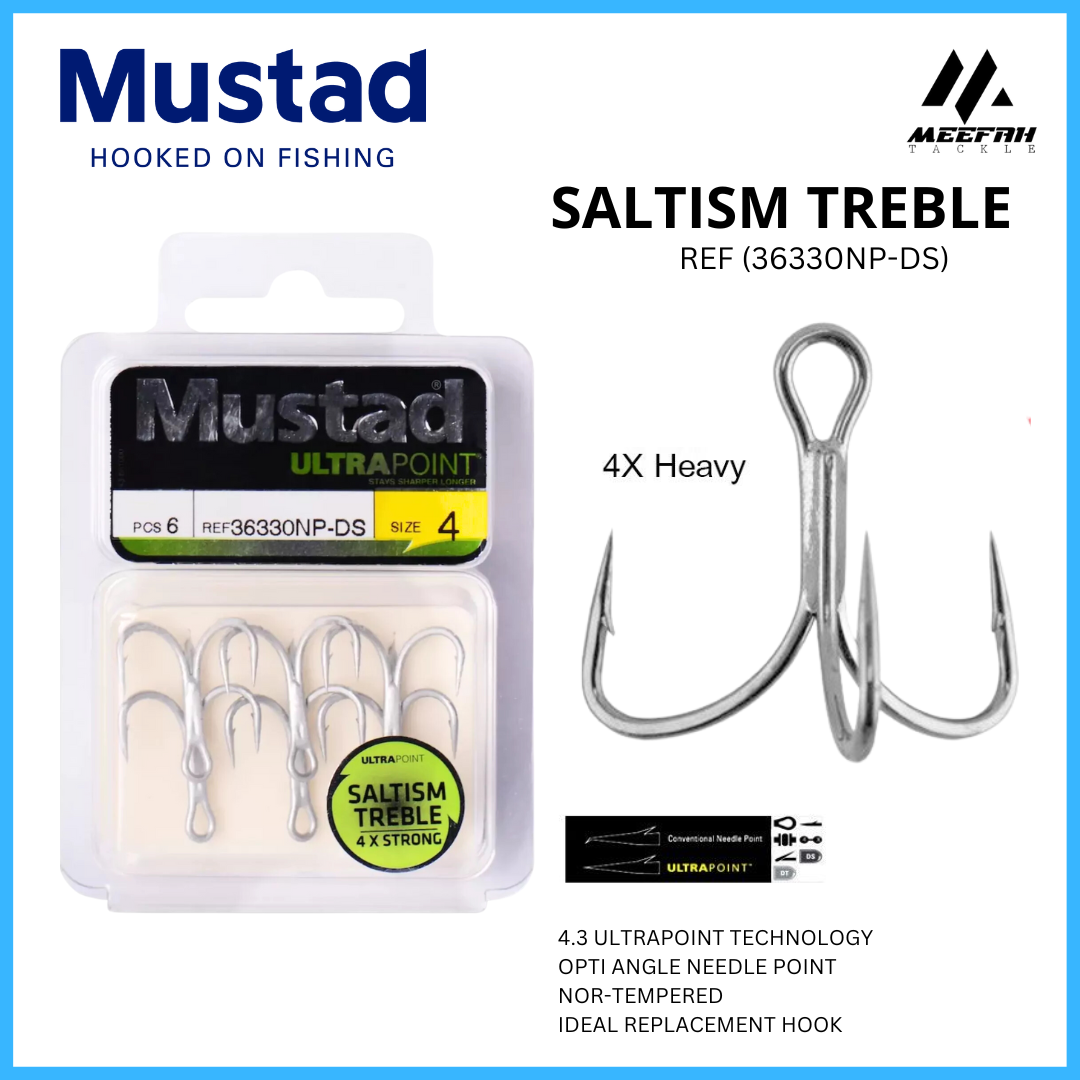 MUSTAD SALTISM TREBLE 36330NP-DS 4X STRONG - Treble Hook Fishing
