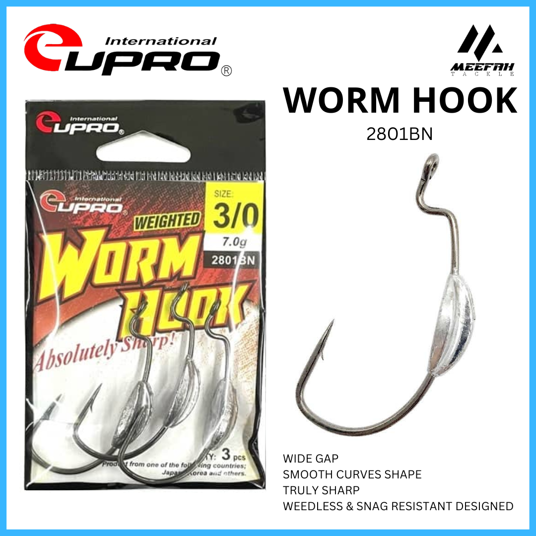 Eupro Worm Hook With Lead 2801BN Worm Hook Fishing Hook Mata Kail