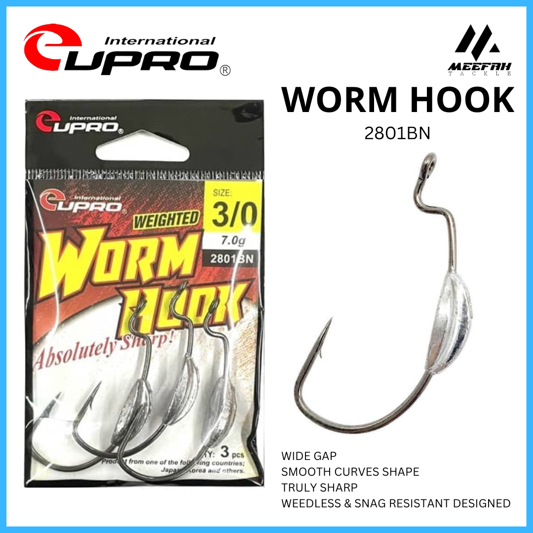 Eupro Worm Hook With Lead 2801BN Worm Hook Fishing Hook Mata Kail Pancing –  Meefah Tackle