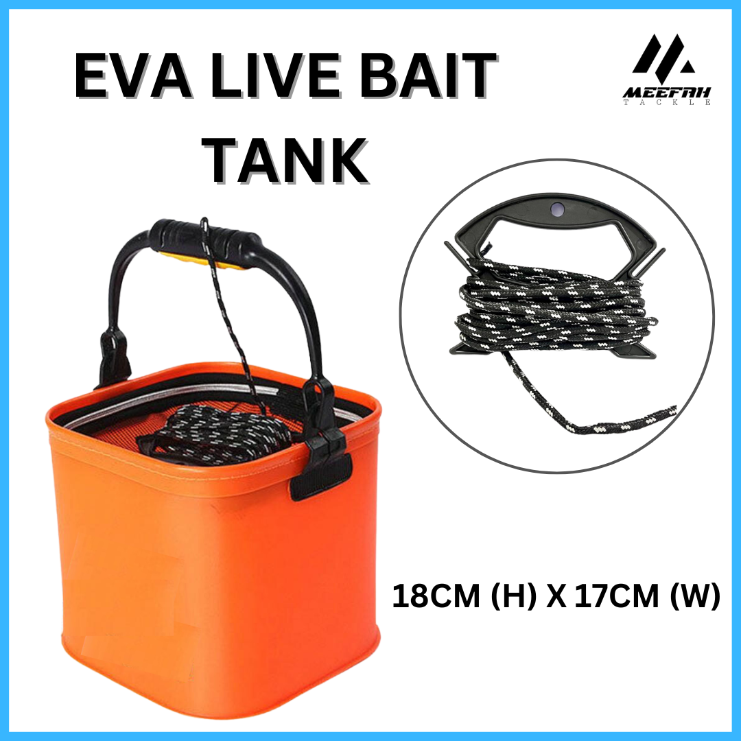 FOLDABLE EVA LIVE BAIT TANK (SQUARE) - Fishing Tank Umpan Hidup Pancing