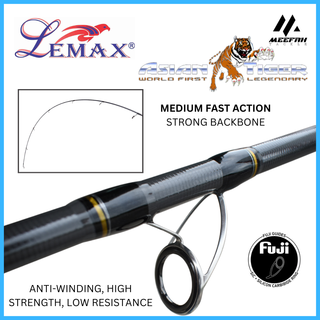 LEMAX ASIAN TIGER ROD INCLUDE PVC Fishing Rod Spinning BAITCASTING BC Joran  Pancing – Meefah Tackle