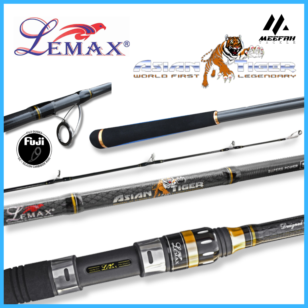 LEMAX ASIAN TIGER ROD INCLUDE PVC Fishing Rod Spinning BAITCASTING BC Joran  Pancing