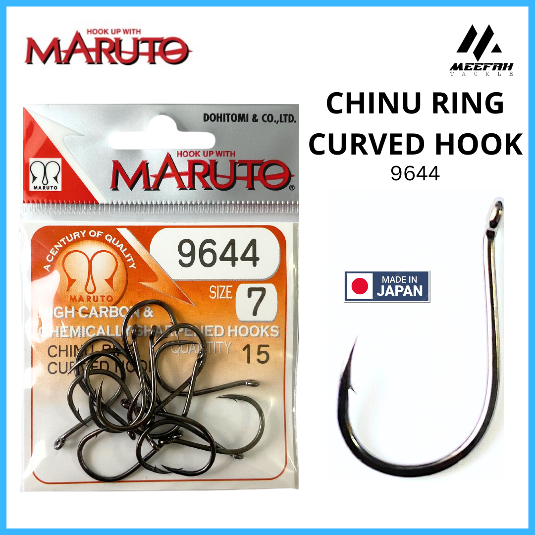 MARUTO JAPAN 9644 Chinu Ring Curved Hook - Chinu Fishing Hook Mata Kail  Pancing – Meefah Tackle