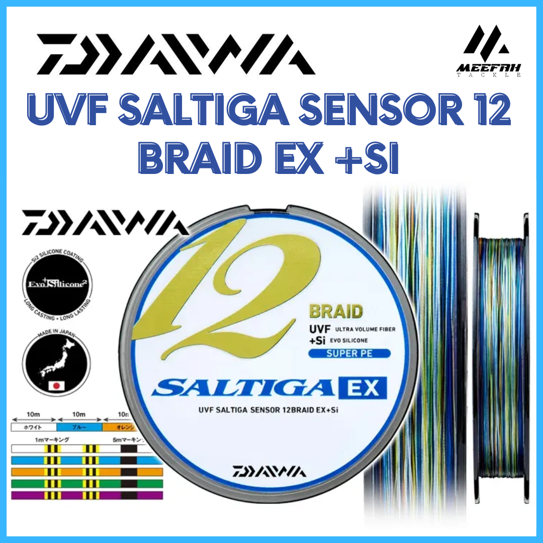 NEW 2023 DAIWA Uvf Saltiga Sensor 12 Braid EX +Si Multicolour 300m -  Fishing Braided Line Tali Benang Pancing – Meefah Tackle
