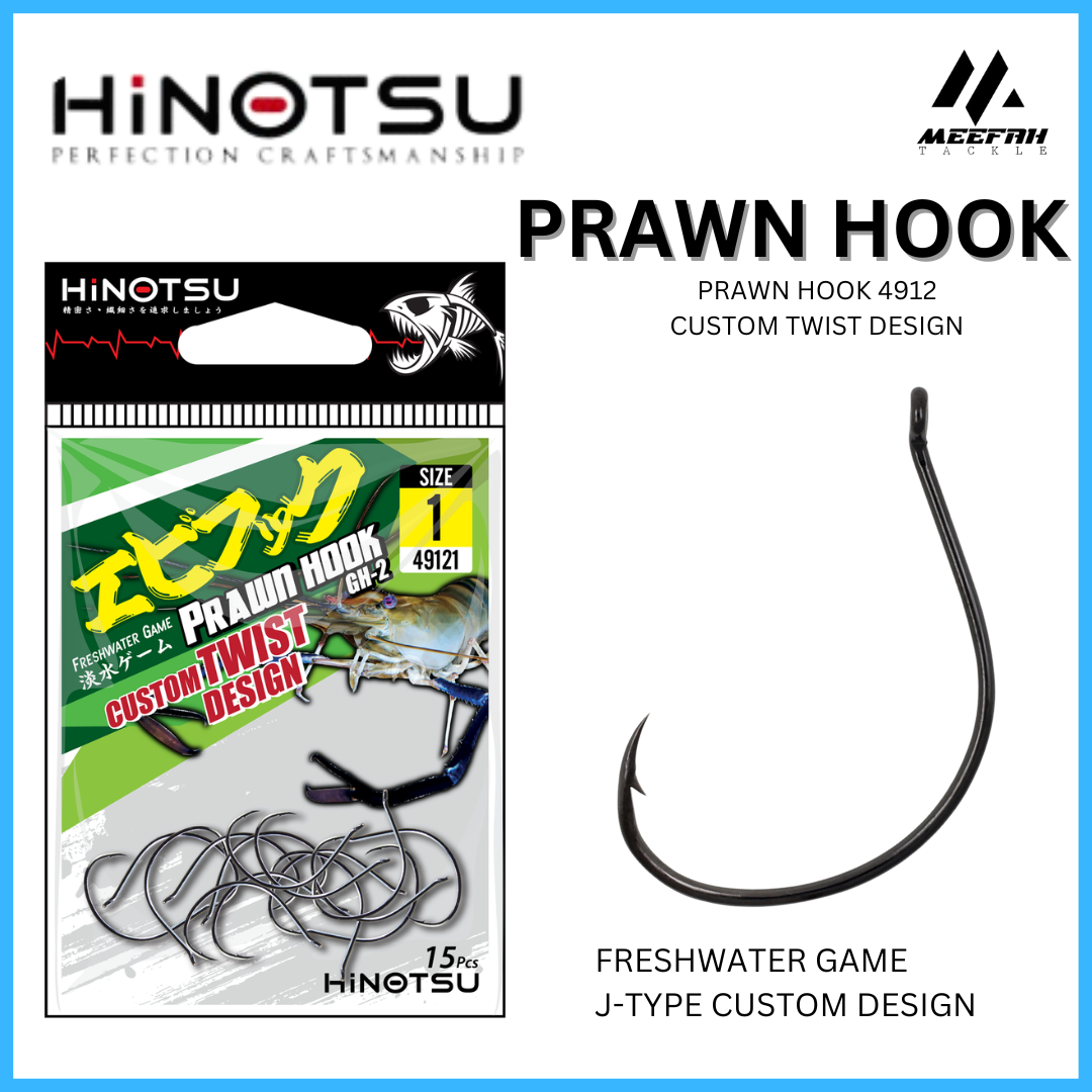 HINOTSU Prawn Hook 4912 Custom Twist Design - Prawn Fishing Hook Mata Kail  Udang Galah