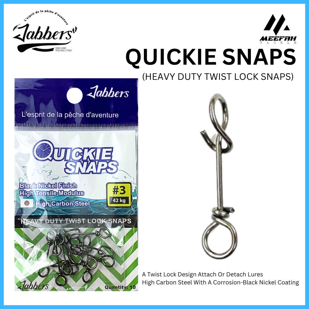 Jabbers Quickie Snap Twist Lock Snaps - Fishing Snap & Swivel Pancing –  Meefah Tackle