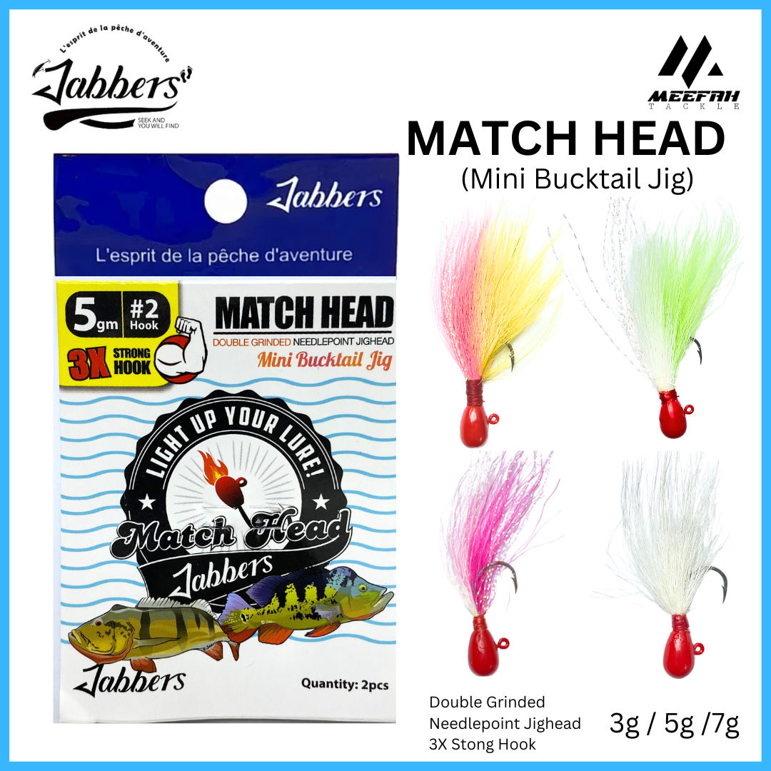 Jabbers Match Head Mini Bucktail Jig 3G 5G 7G - Fishing Jig Hook Mata Kail  Pancing – Meefah Tackle