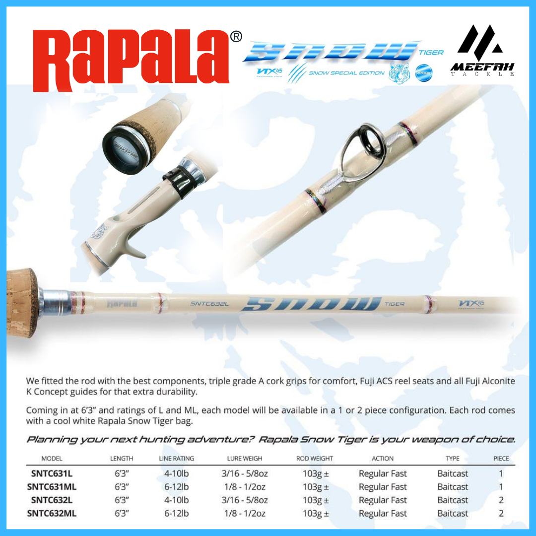 Snow Tiger comes in both L and ML power 🎣 #rapala #RapalaSnowTigerRod  #SnowTigerRod #rod #fishingrod #fishing #memancing