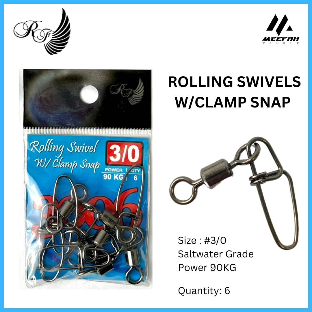 ROD FORD ROLLING SWIVEL WITH CLAMP SNAP 3006 - Fishing Swivel Snap Kili  Pancing – Meefah Tackle