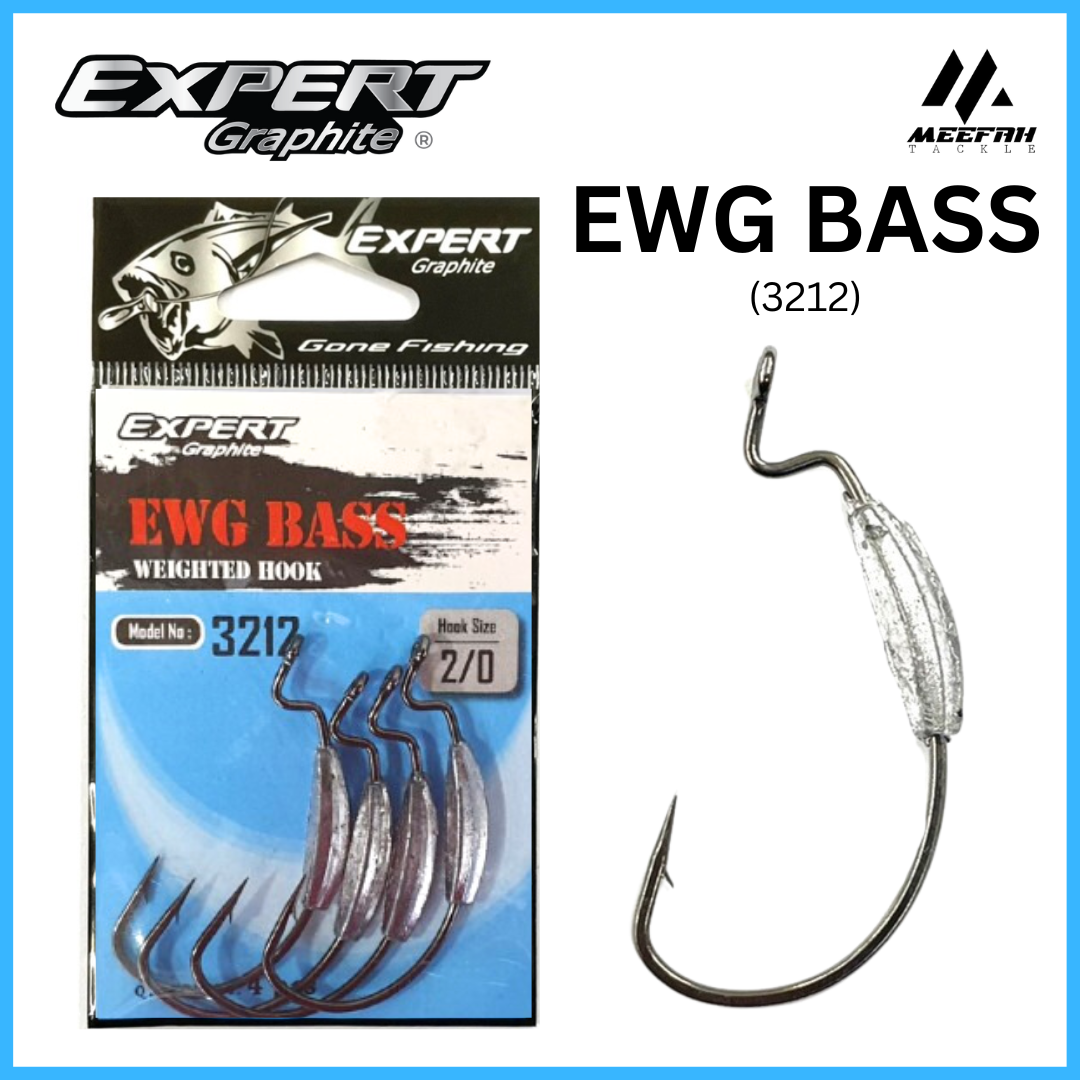 EXPERT GRAPHITE EWG Bass Weighted Worm Hook 3212 - Softplastic Fishing Hook  Mata Kail Pancing – Meefah Tackle