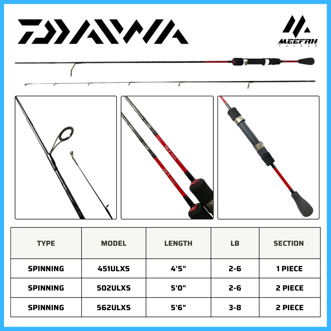 Daiwa 20 Daiwa EBI X 451 502 562 Ultralight Spinning Rod Made in
