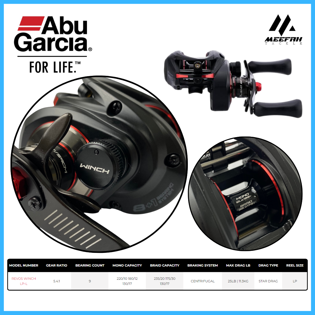 ABU GARCIA REVO 5 X WINCH 🔥FREE GIFT🔥 - Fishing Baitcasting Reel Mesin  Pancing