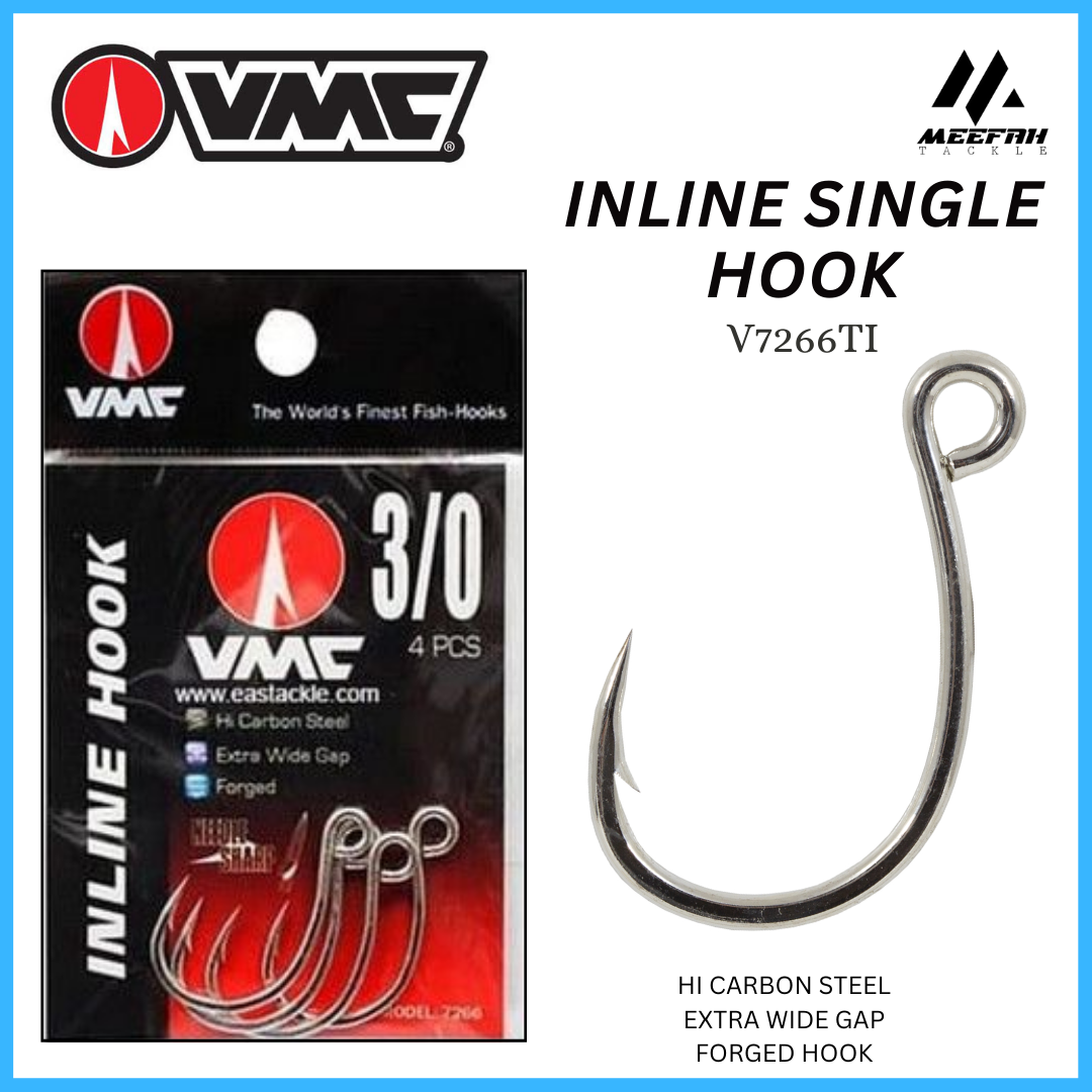 VMC INLINE SINGLE HOOK V 7266 TI - Single Fishing Hook Mata Kail Pancing –  Meefah Tackle
