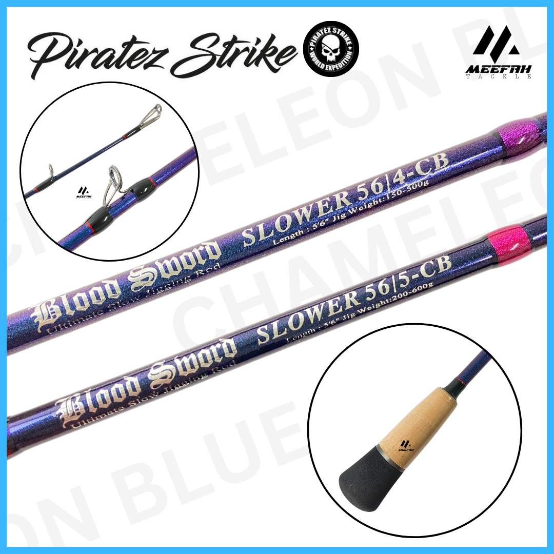 2024 New Limited Edition PIRATEZ STRIKE Blood Sword Slower - Ltd Chameleon  Blue - Overhead BC Saltwater Jigging Rod