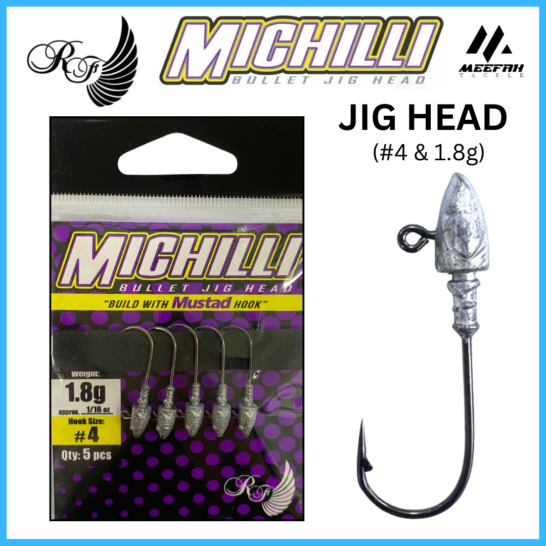 ROD FORD Michilli Bullet Jig Head Soft Plastic Fishing Hook Mata Kail –  Meefah Tackle