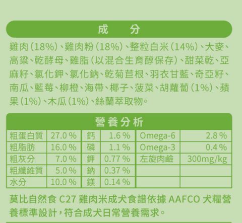 C27成分+營養分析