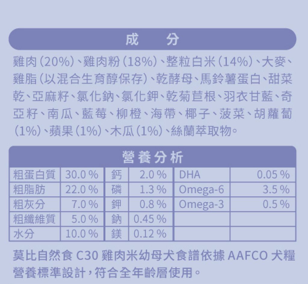 C30成分+營養分析