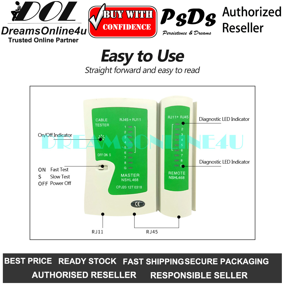 Nengshl NSHL468 RJ45 RJ11 RJ12 Cat 5e Cat 6 Network Lan Cable Tester