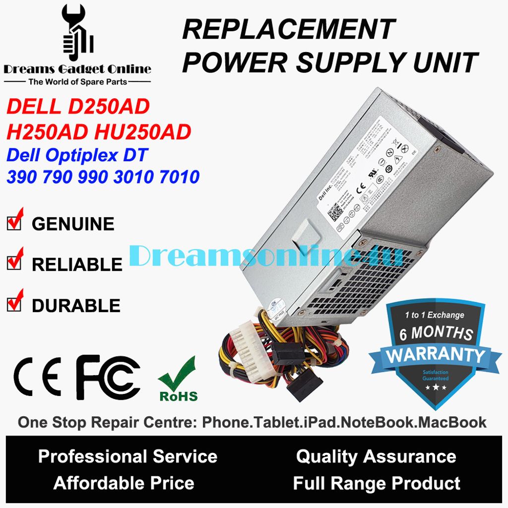 Replacement Power Supply Unit D250AD00 H250AD00 HU250AD00 250w DELL